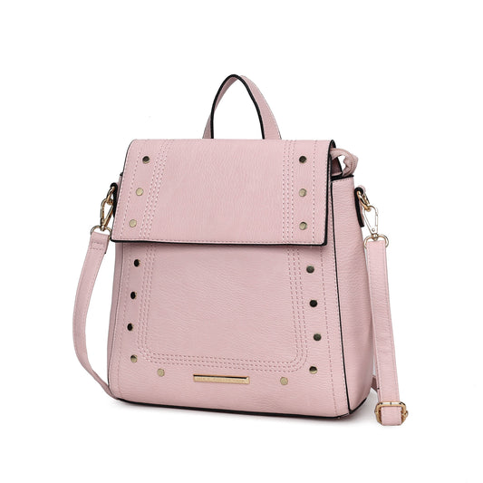 (pink)Elke Vegan Leather Backpack by Mia K - BagNook