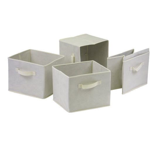 Capri Set of 4 Foldable Fabric Baskets - Beige - BagNook