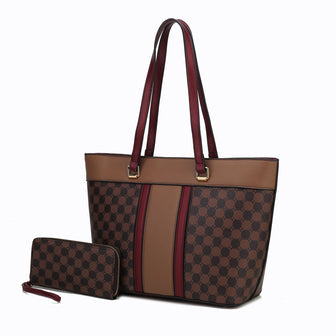(coffee-red)Fabiola Tote Handbag with Wallet by Mia k - BagNook