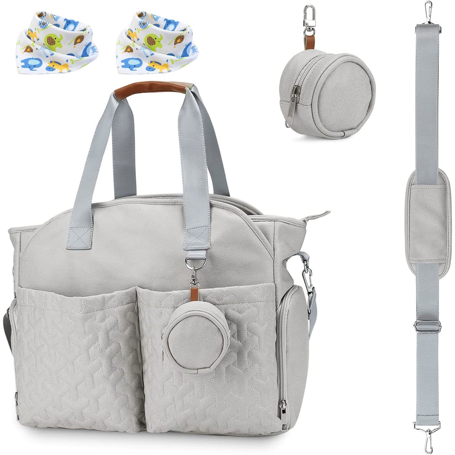 (lightgrey)Breast Pump Diaper Tote Bag - BagNook