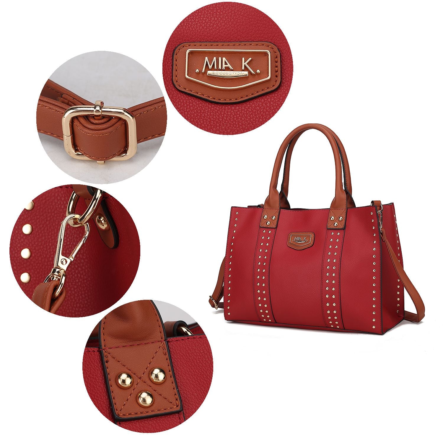 (wine)Davina Tote Set w/wallet her Crossover Womens Purse by Mia K - BagNook