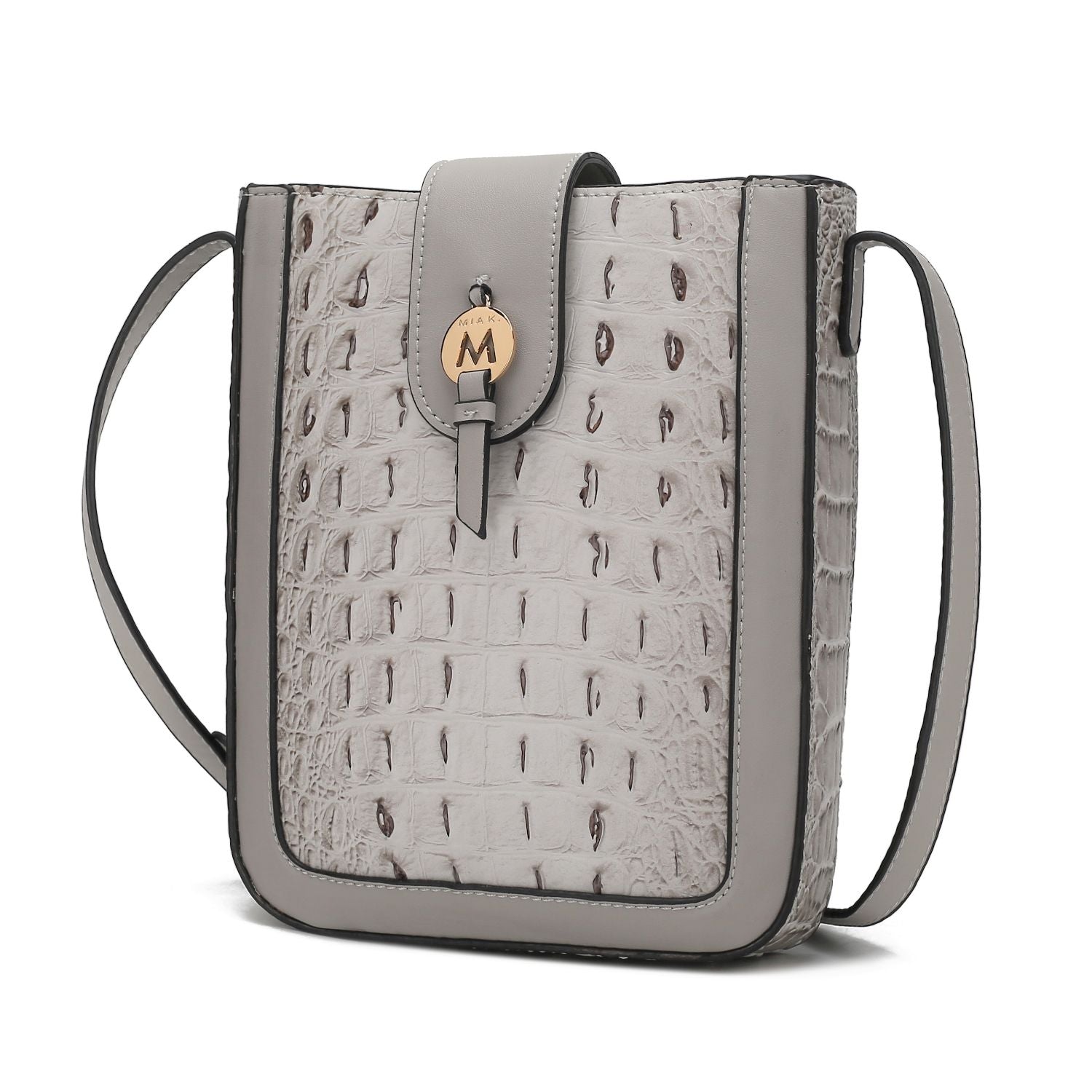 (light grey)Molly Crossbody Phone Bag w/Snap Closure by Mia K - BagNook