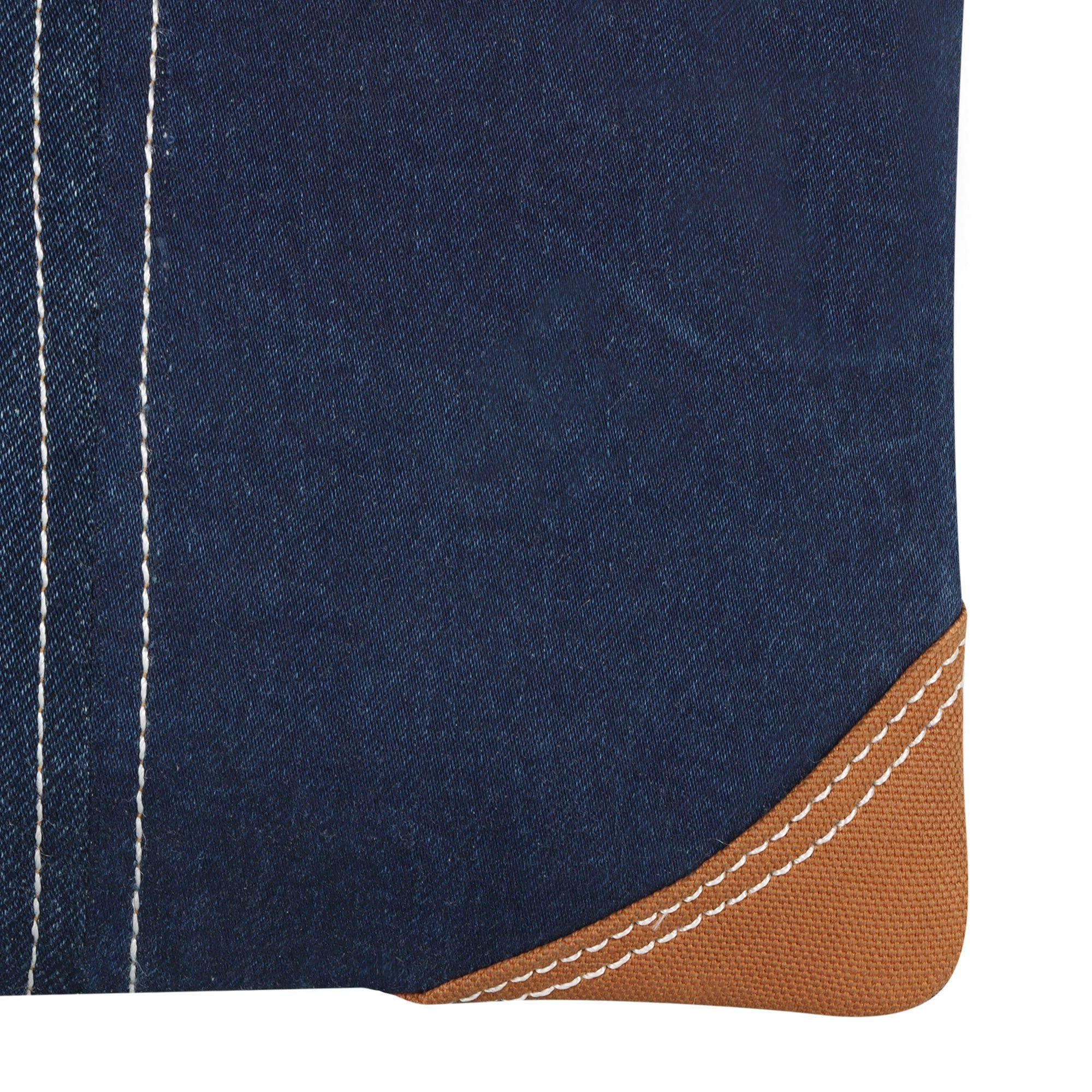 Erica Denim Wristlet W/ Brown Accents - Upcycled - BagNook