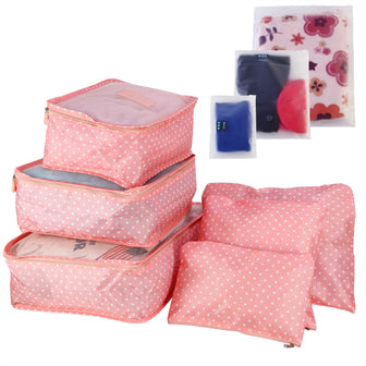 (pink spot)9pc Travel Luggage Organizer - BagNook