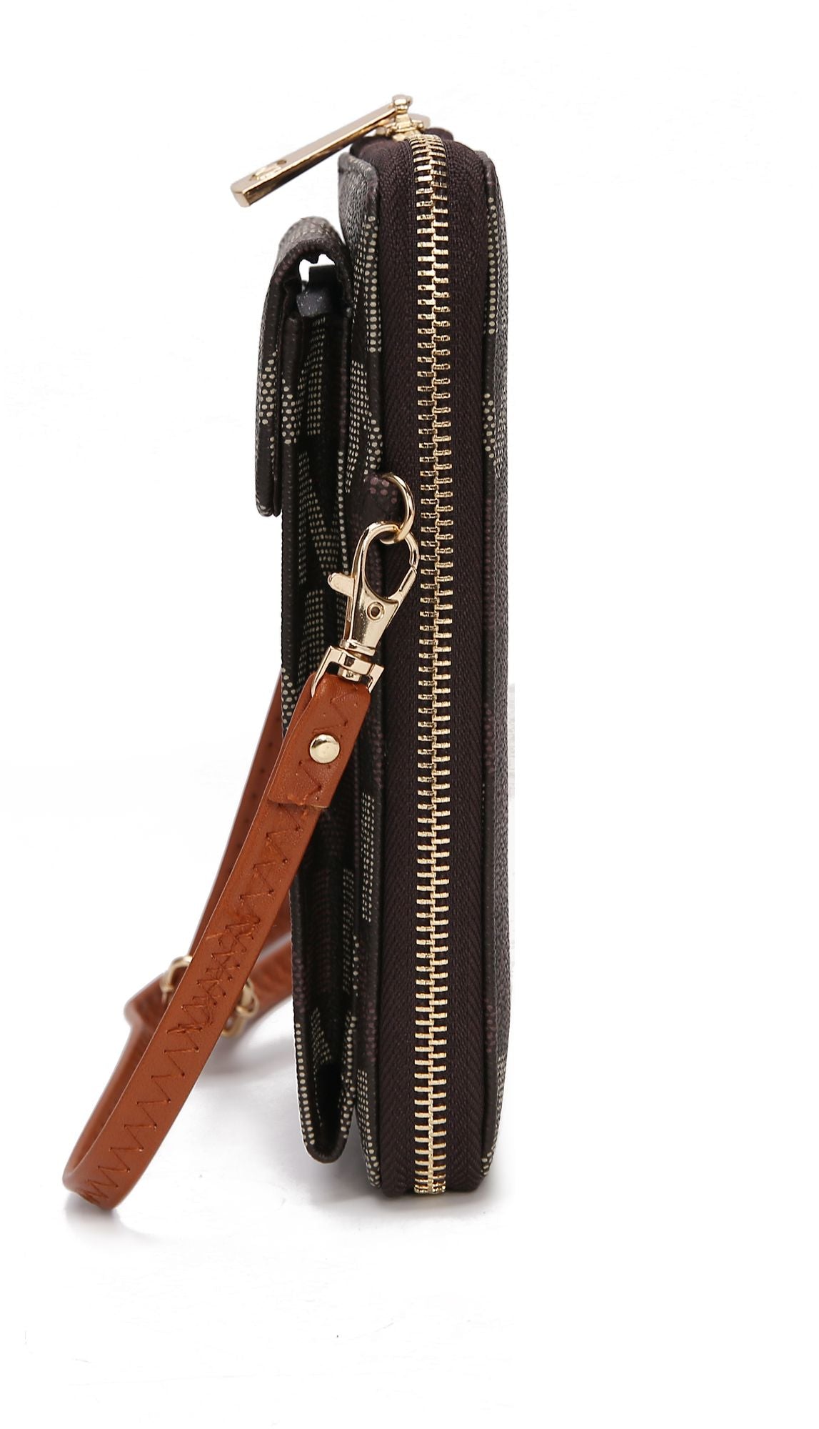 (brown)Cossetta Two-in-One Cell Phone Crossbody Wristlet by Mia k - BagNook