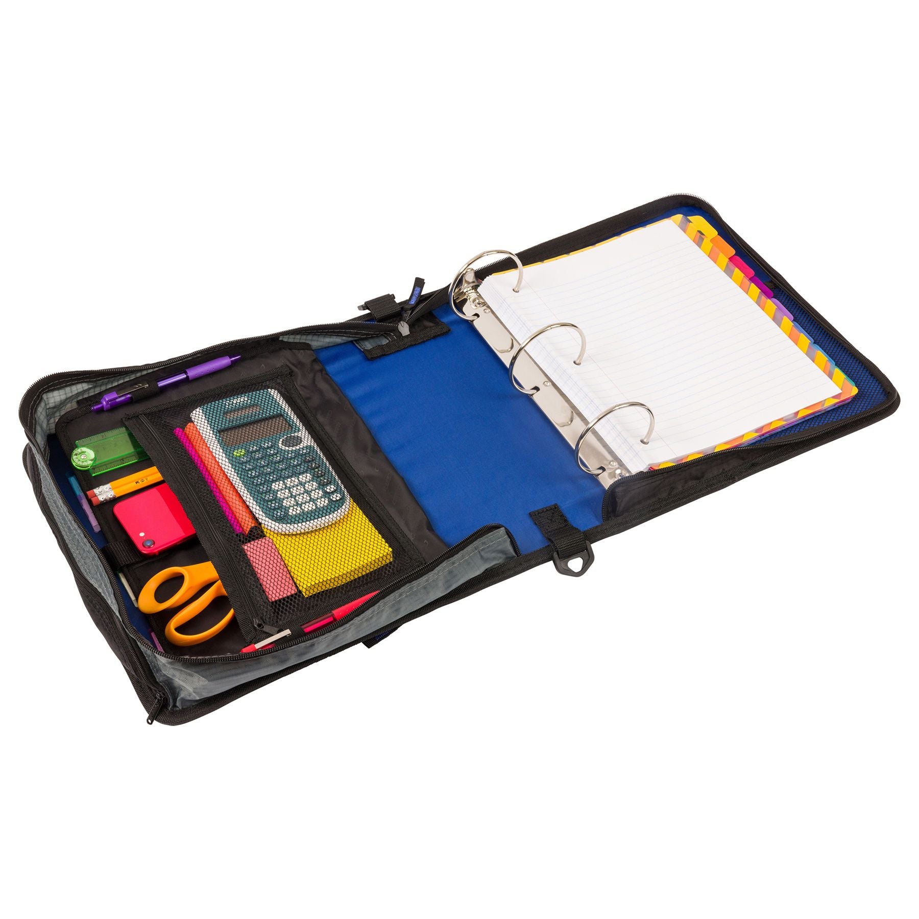 (midnight blue)The Mighty Zip Tab-3 Inch Zipper Binder w/Removeable Folder - BagNook