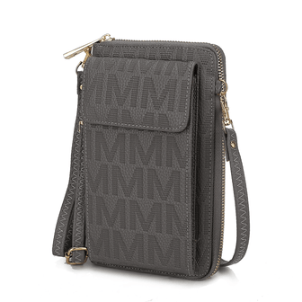 (charcoal grey)Caddy Vegan Leather Phone Wallet Crossbody by Mia k - BagNook