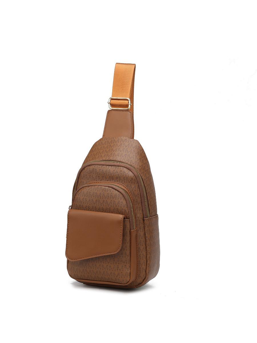 (tan)Kace M Logo Printed Women Sling Bag by MKF - BagNook