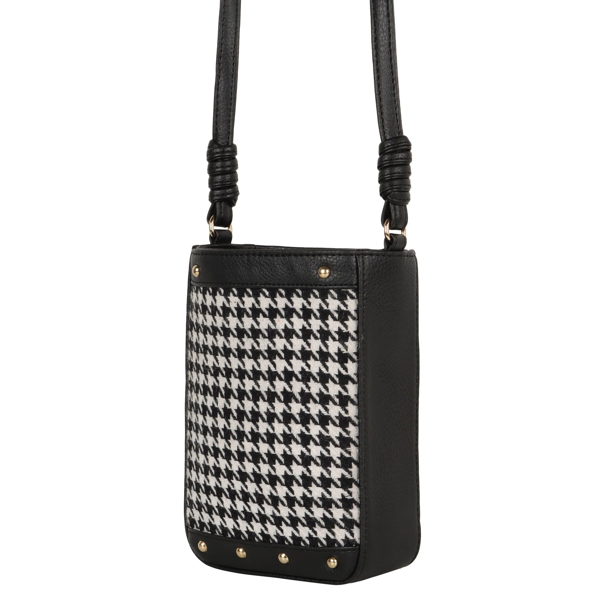 Millie Houndstooth Print Bucket Bag - Upcycled - BagNook