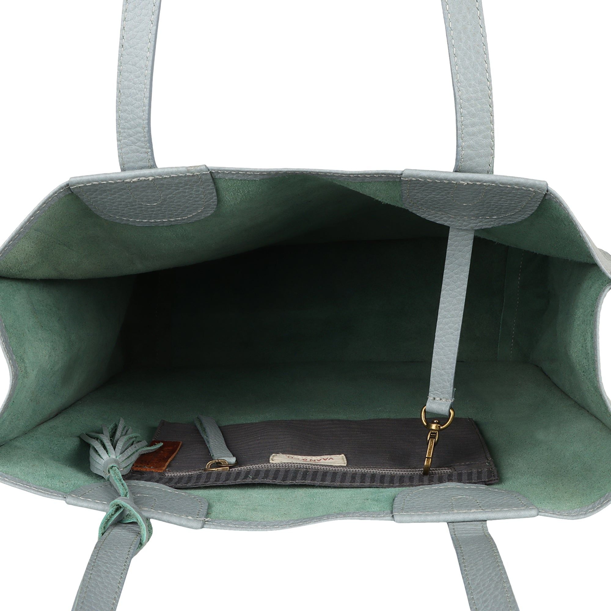 Maud Book Shop Tote - Upcycled Leather - Cool Grey - BagNook