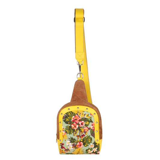 Tour Sling backpack w/ Front Pocket - Summer Jungle - Upcycled - BagNook