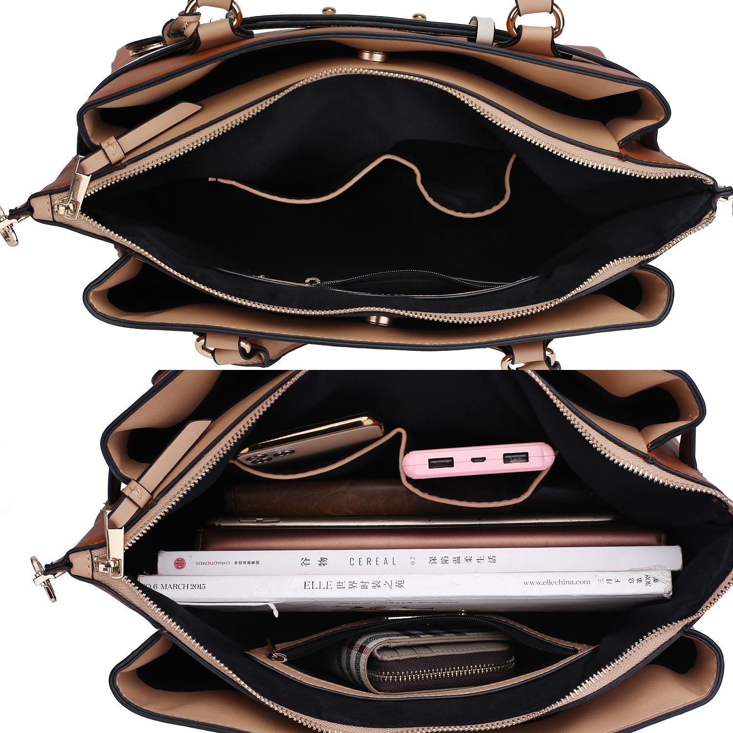 (brown)Jamie Satchel Handbag by Mia K - BagNook
