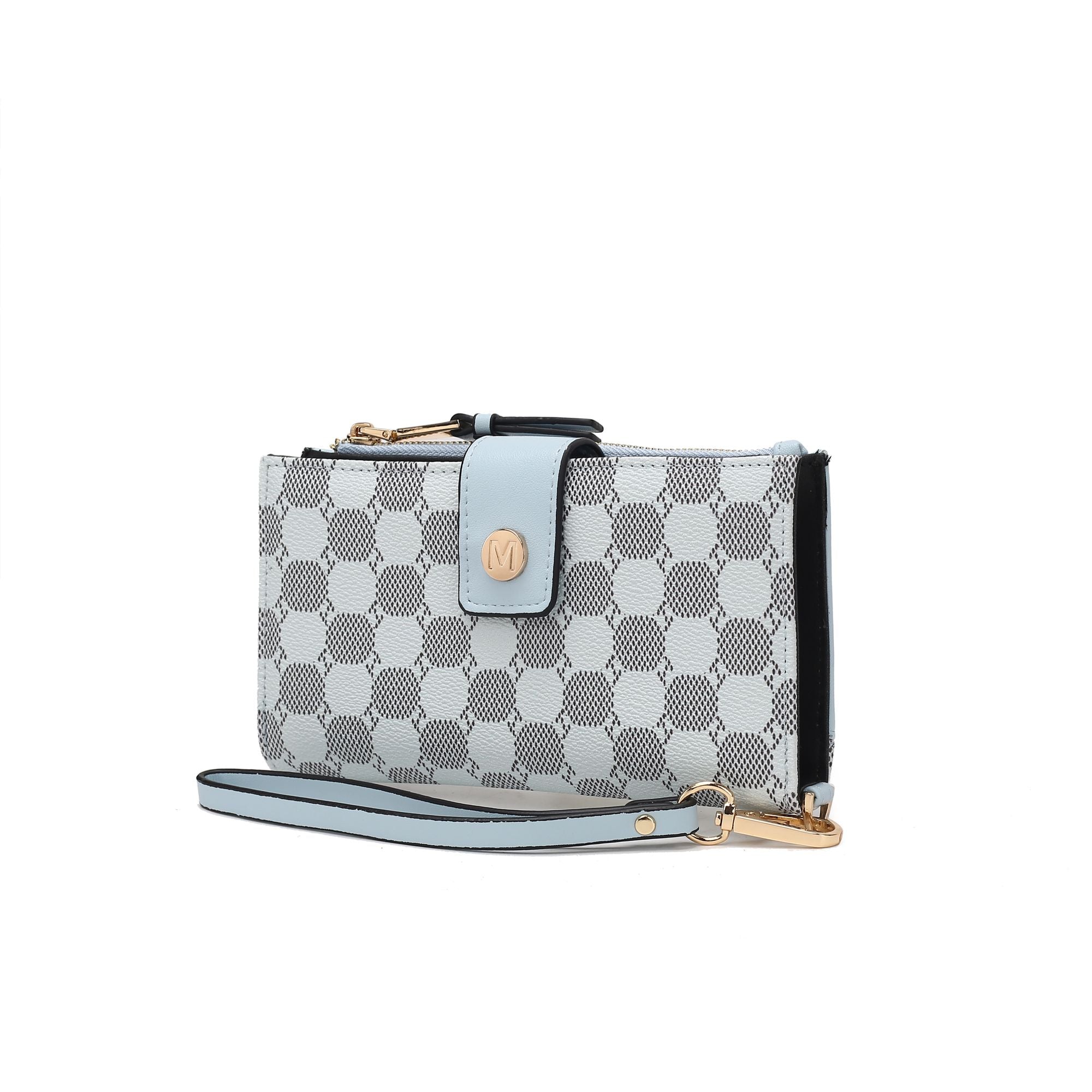 (light blue)Solene Circular Print Wristlet Wallet by Mia K - BagNook