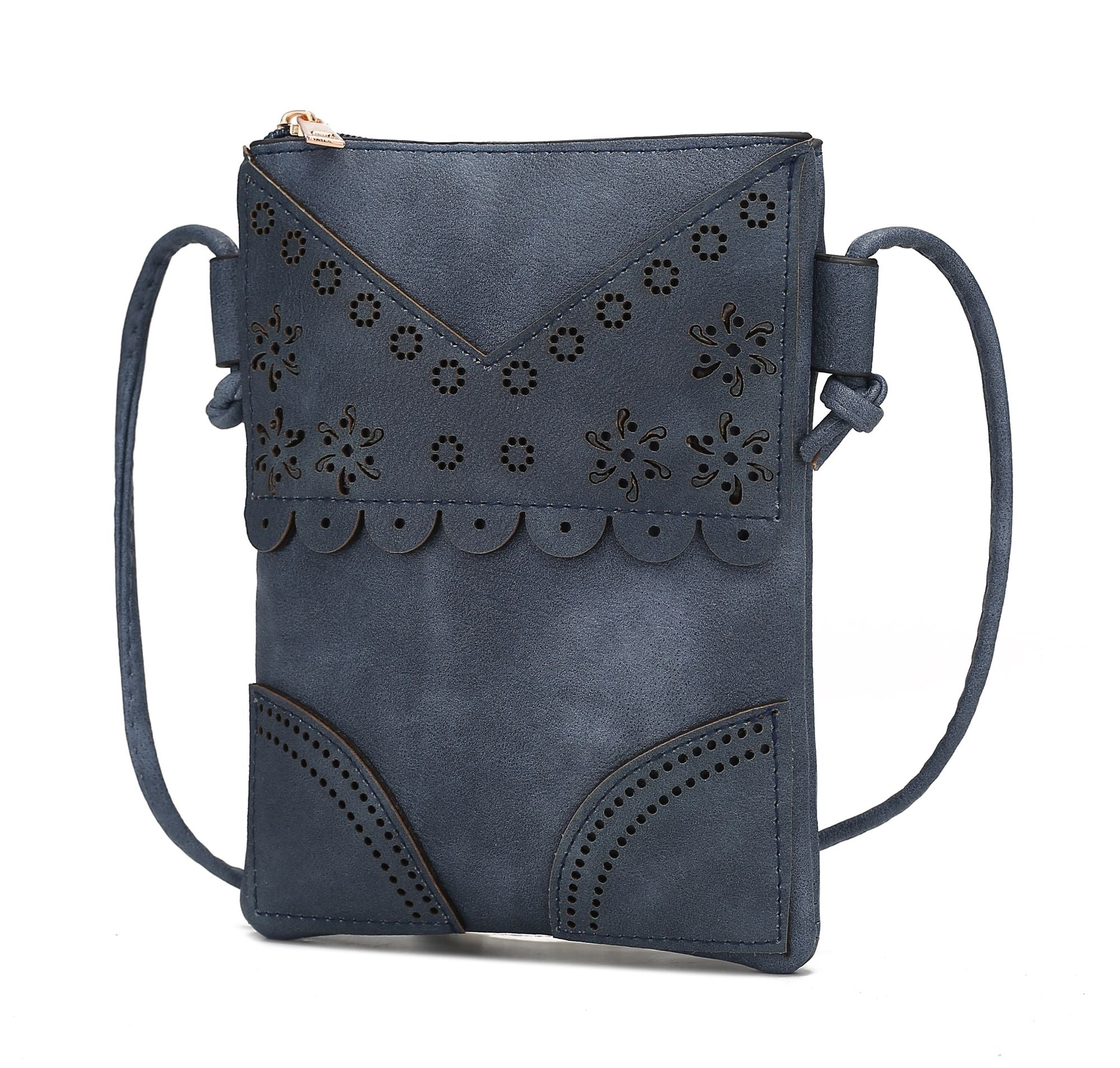(navy)Amentia Crossbody Vegan Leather Bag by Mia K - BagNook