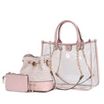 Load image into Gallery viewer, (pink)Diva PVC Tote Bag with Tweed Bucket Bag by Mia K. - BagNook
