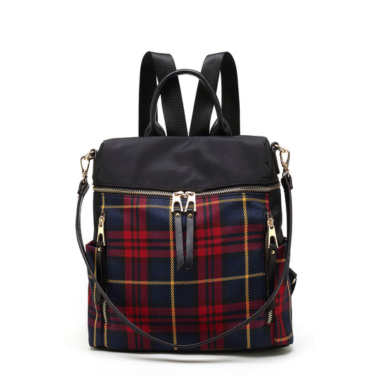 (red)Nishi Plaid Backpack Women by Mia K - BagNook