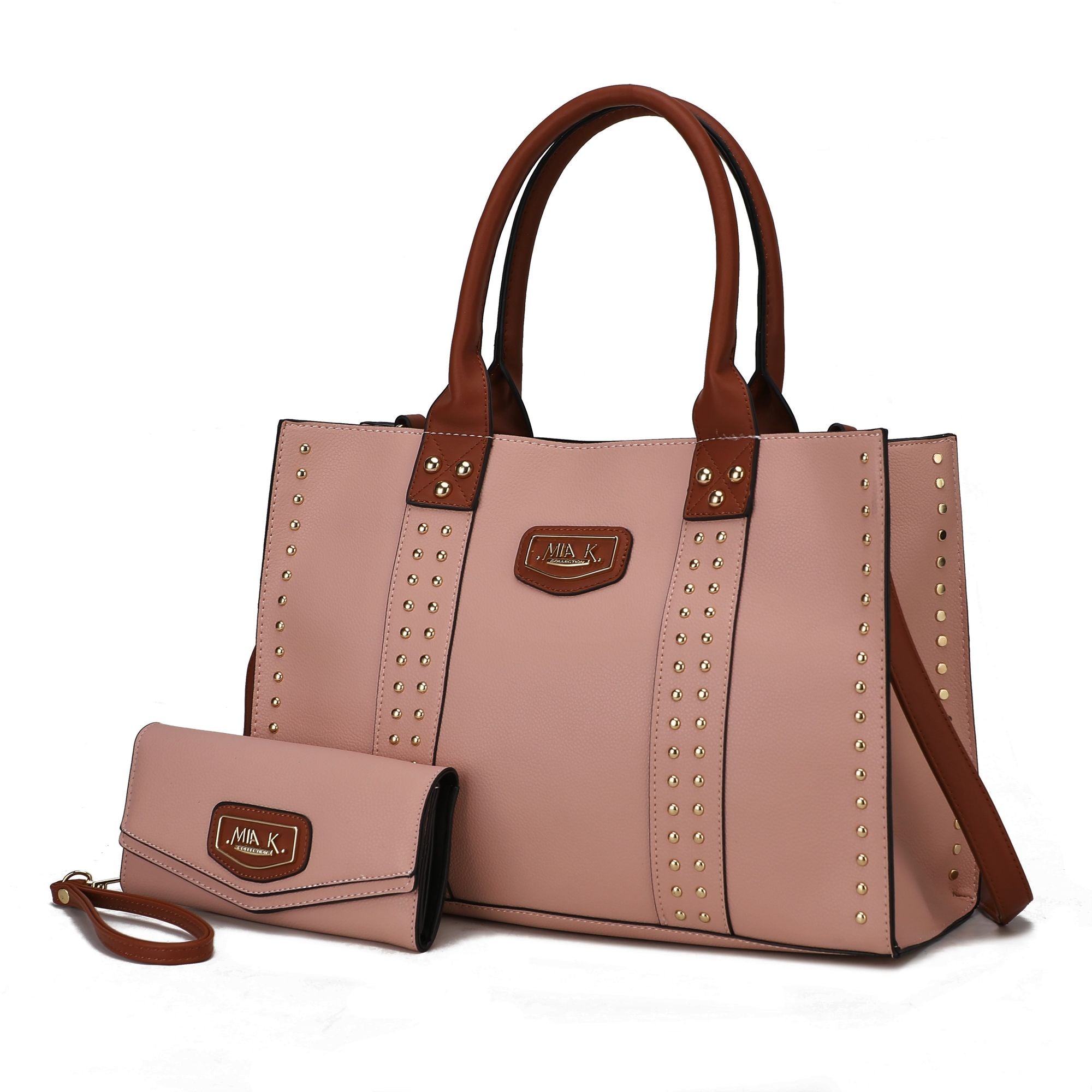 (blush)Davina Tote Set w/wallet her Crossover Womens Purse by Mia K - BagNook