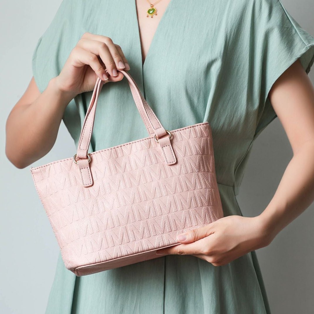 (rose pink)Arya 4pc Signature Vegan Leather Tote Bag Set by Mia K - BagNook