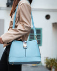 Load image into Gallery viewer, (denim)Ezra Snake Embossed Shoulder Handbag by Mia K - BagNook
