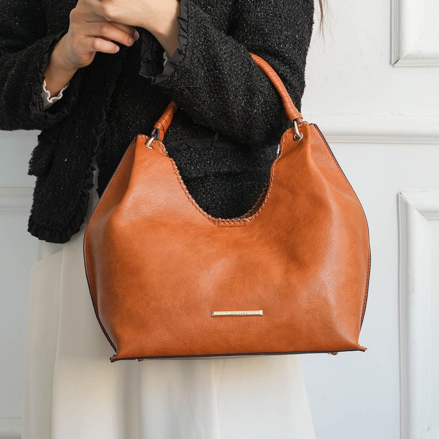 (cognac)Gara Versatile Shoulder Handbag by Mia K - BagNook