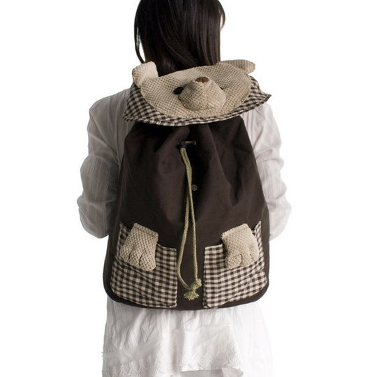 Lazy Bear 100% Cotton Fabric Art School Backpack - BagNook