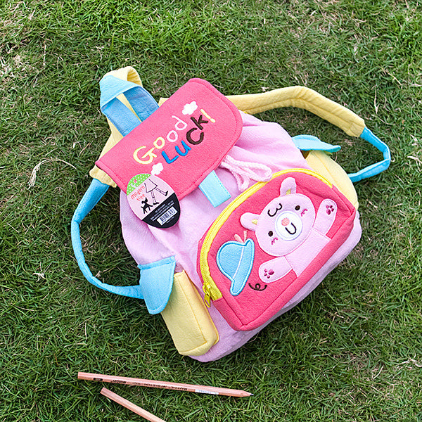 [Pink Rabbit] Embroidered Applique Kids Fabric Backpack - BagNook