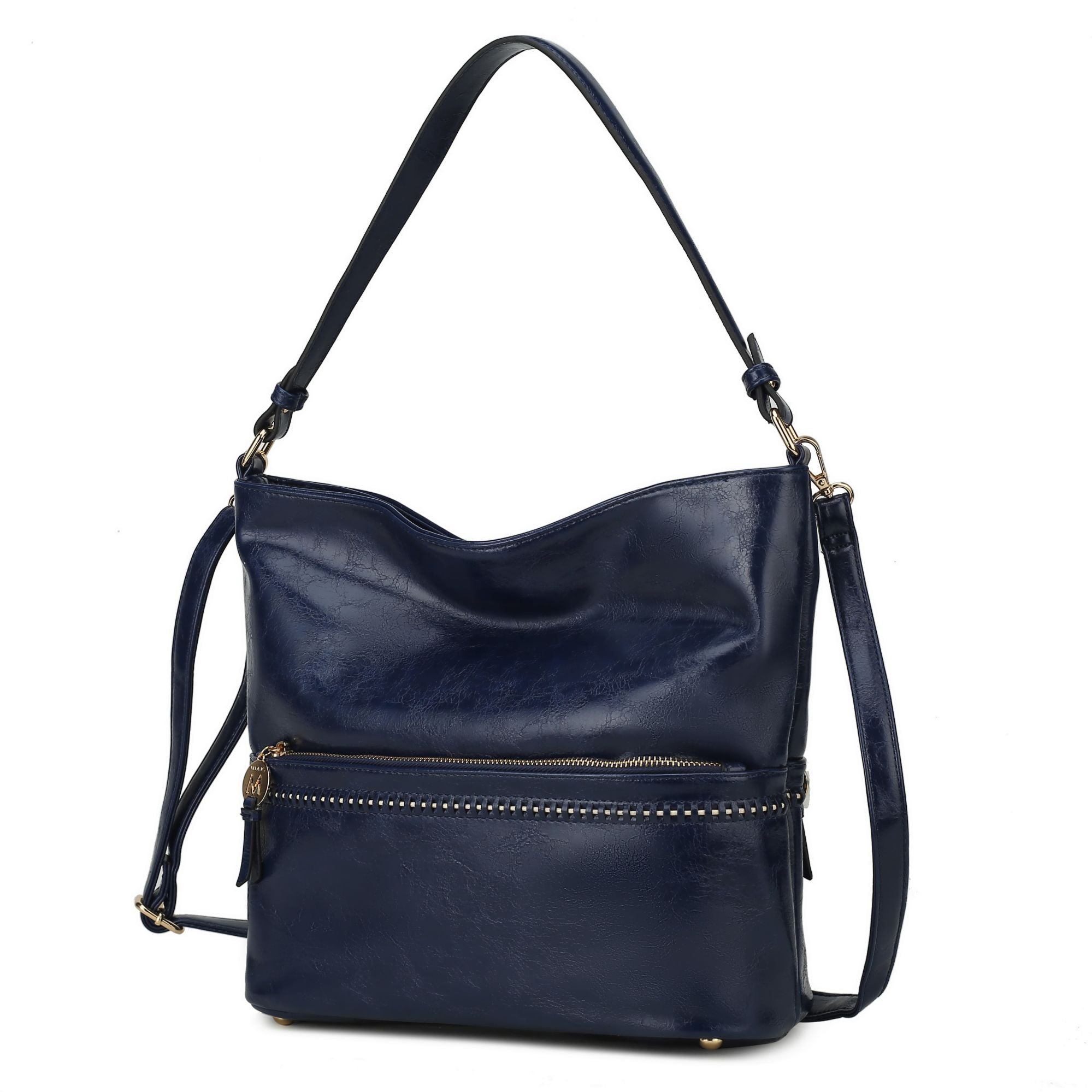 (navy)Sierra Hobo Handbag Vegan Leather by Mia K - BagNook