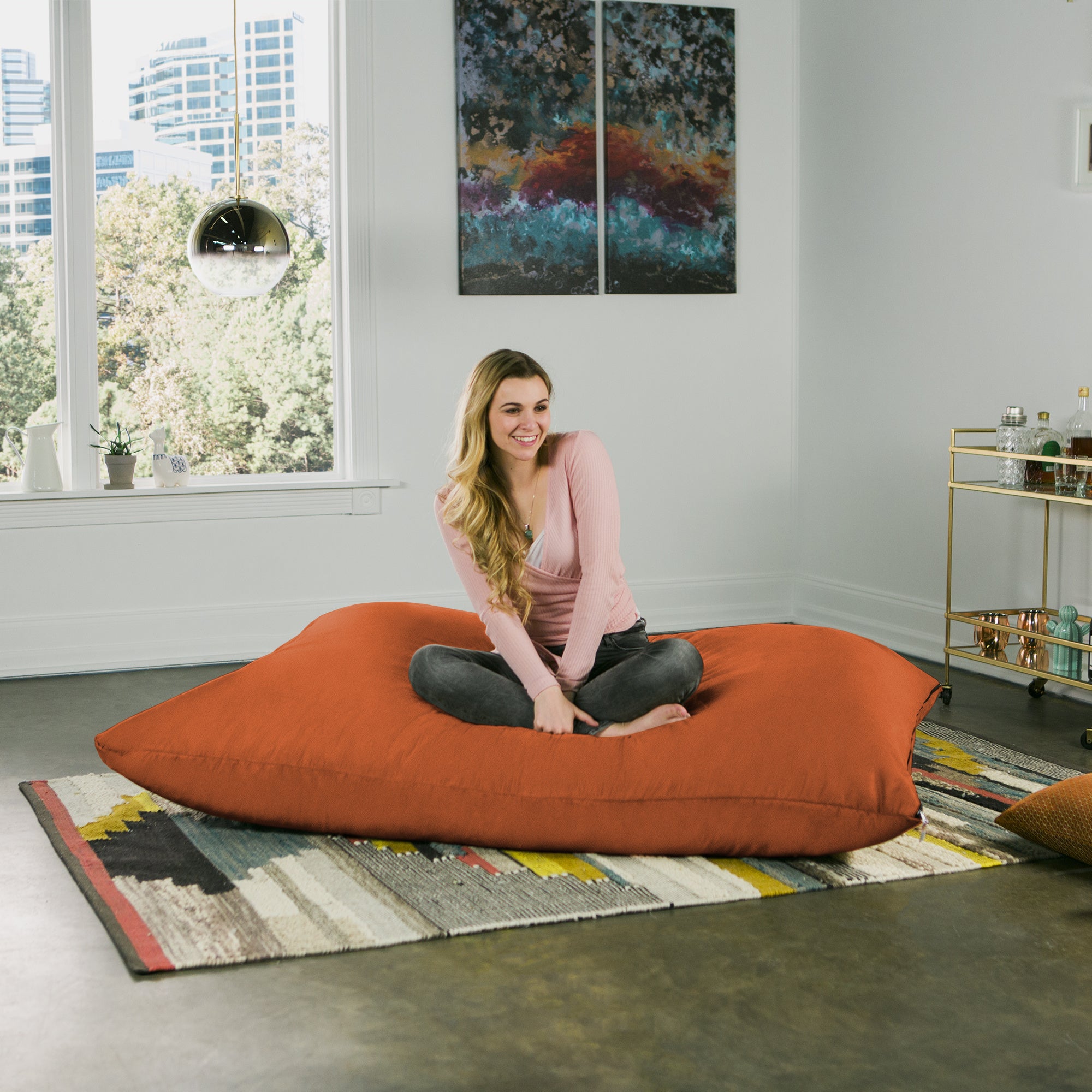 Jaxx 5.5 ft Pillow Saxx Bean Bag Pillow, Mandarin - BagNook