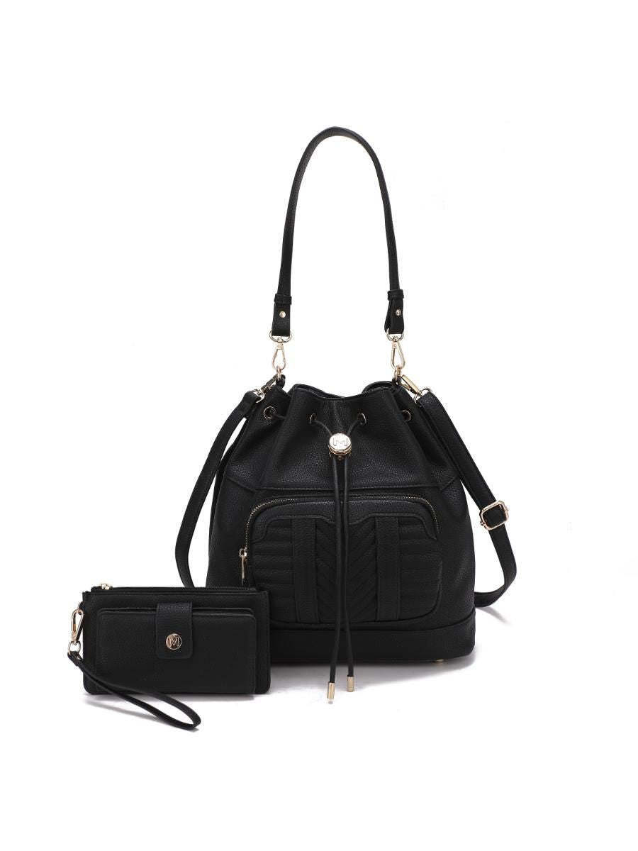 (black)Ryder Shoulder Bag with Wallet by Mia k - BagNook