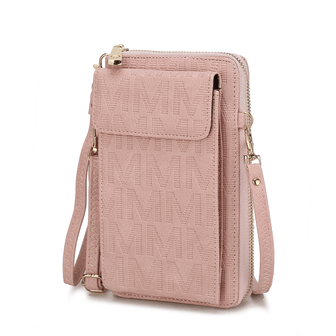 (rose pink)Caddy Vegan Leather Phone Wallet Crossbody by Mia k - BagNook