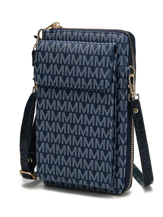 (navy)Mala Phone Wallet Vegan Leather Crossbody Bag by Mia k - BagNook