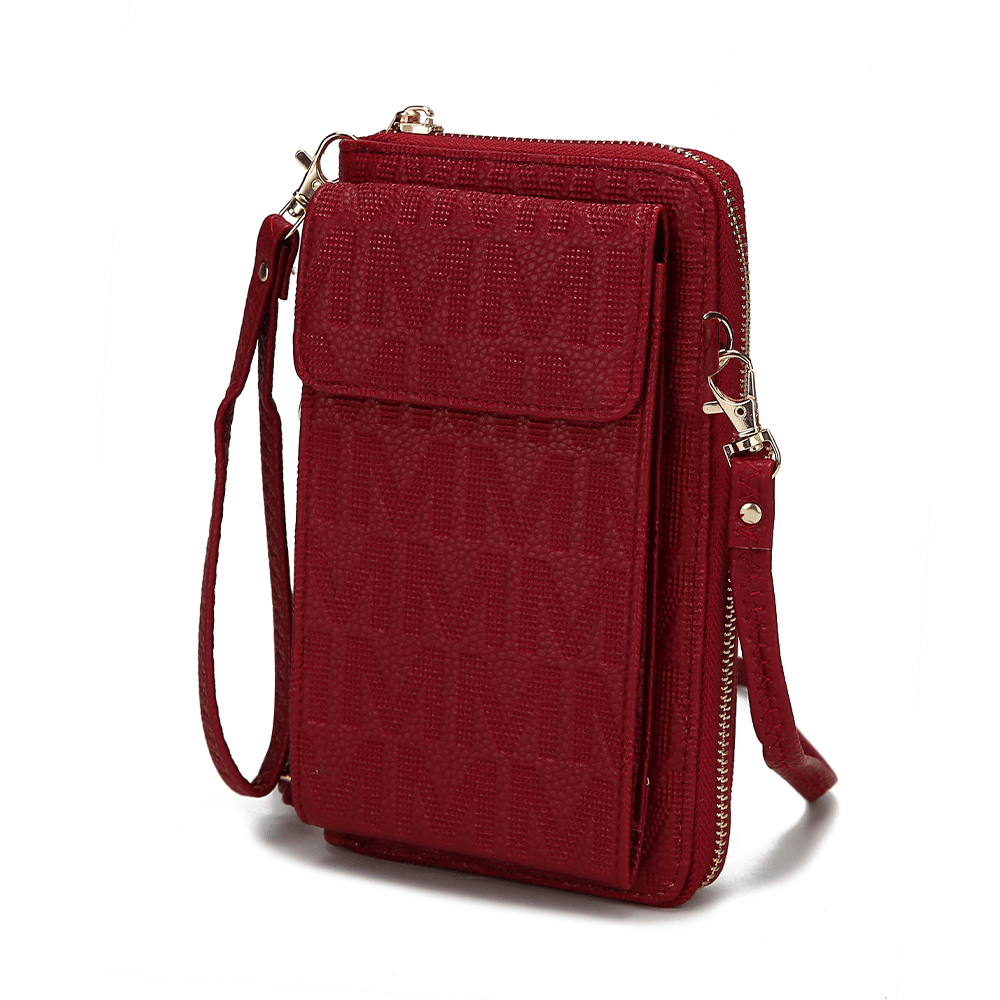 (red)Caddy Vegan Leather Phone Wallet Crossbody by Mia k - BagNook
