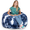 Load image into Gallery viewer, Jaxx Saxx 3 ft Bean Bag Chair - Faux Fur - Blue & White - BagNook
