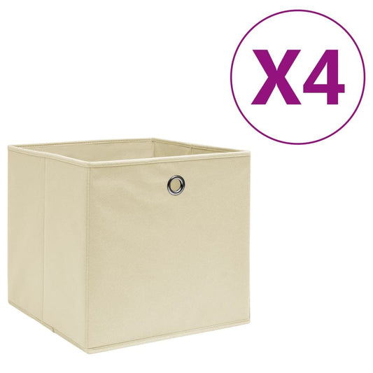 Storage Boxes 4 pcs Non-woven Fabric 11"x11"x11" - Cream - BagNook