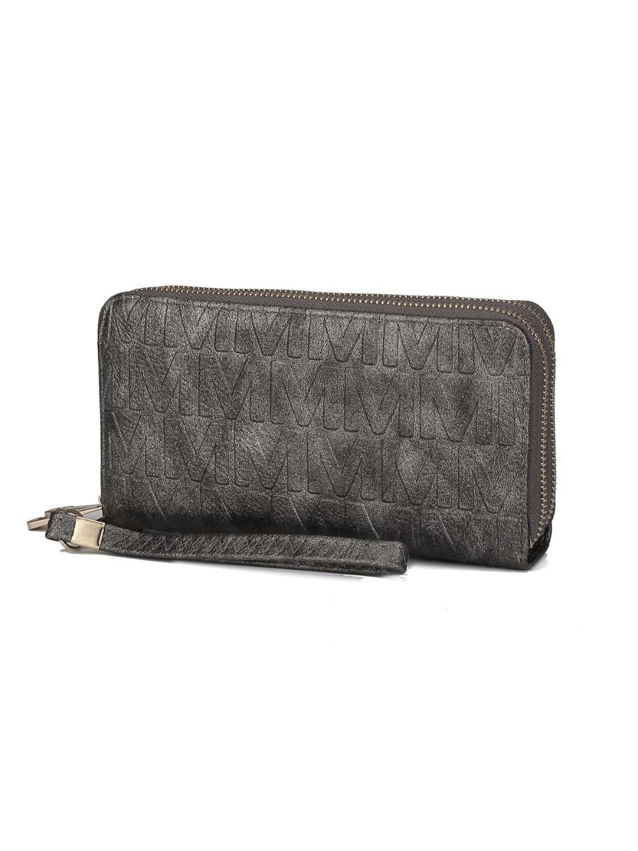 (pewter)Aurora M Signature Wallet Handbag by Mia k - BagNook