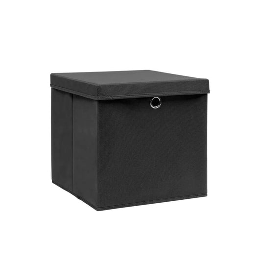 Storage Boxes with Covers 4 pcs 11x11x11in - Black - BagNook