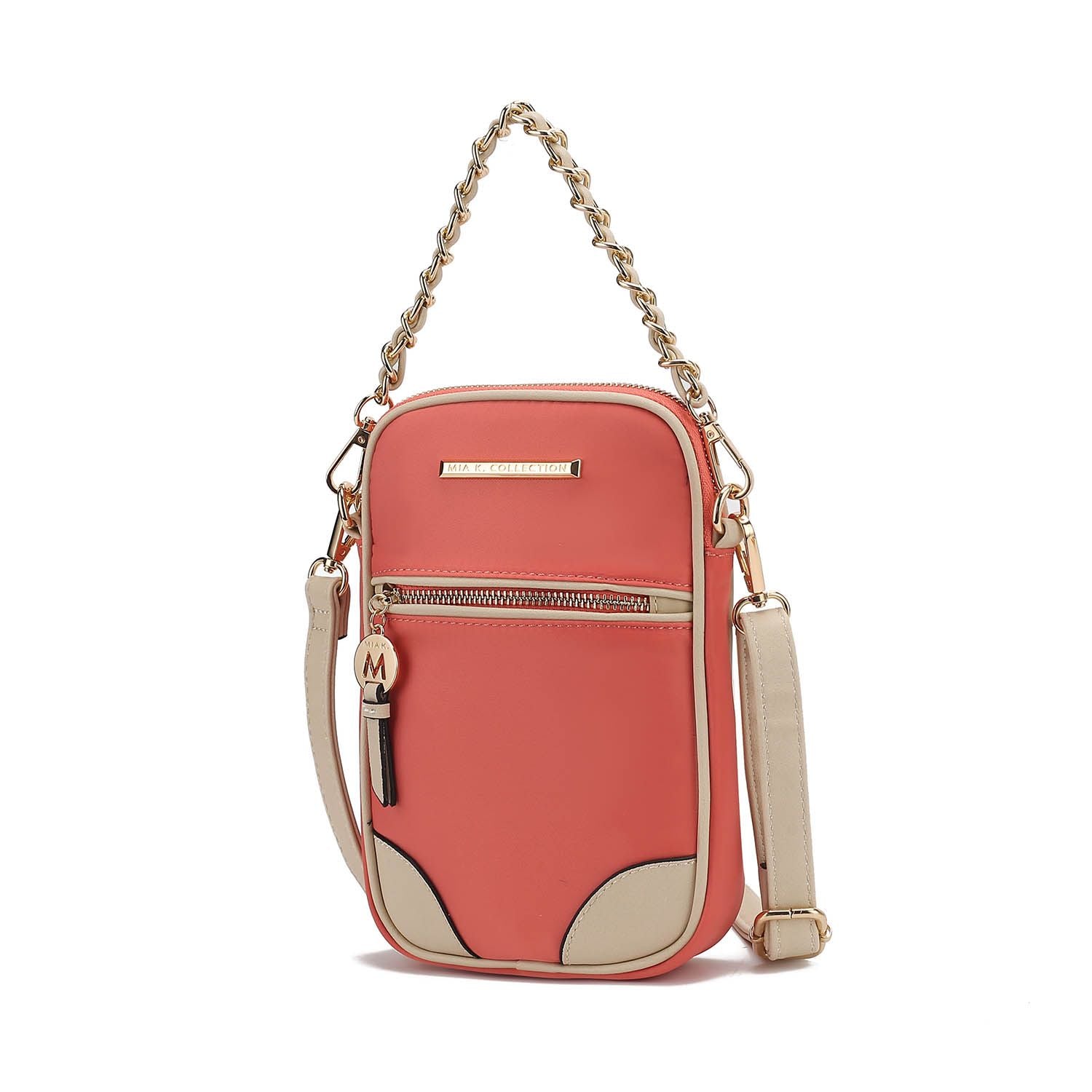 (peach ivory)Sue Practical and Functional Crossbody bag by Mia K - BagNook