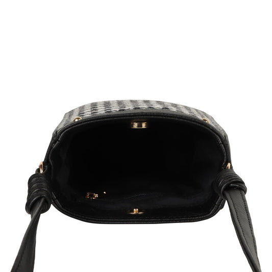 Millie Houndstooth Print Bucket Bag - Upcycled - BagNook