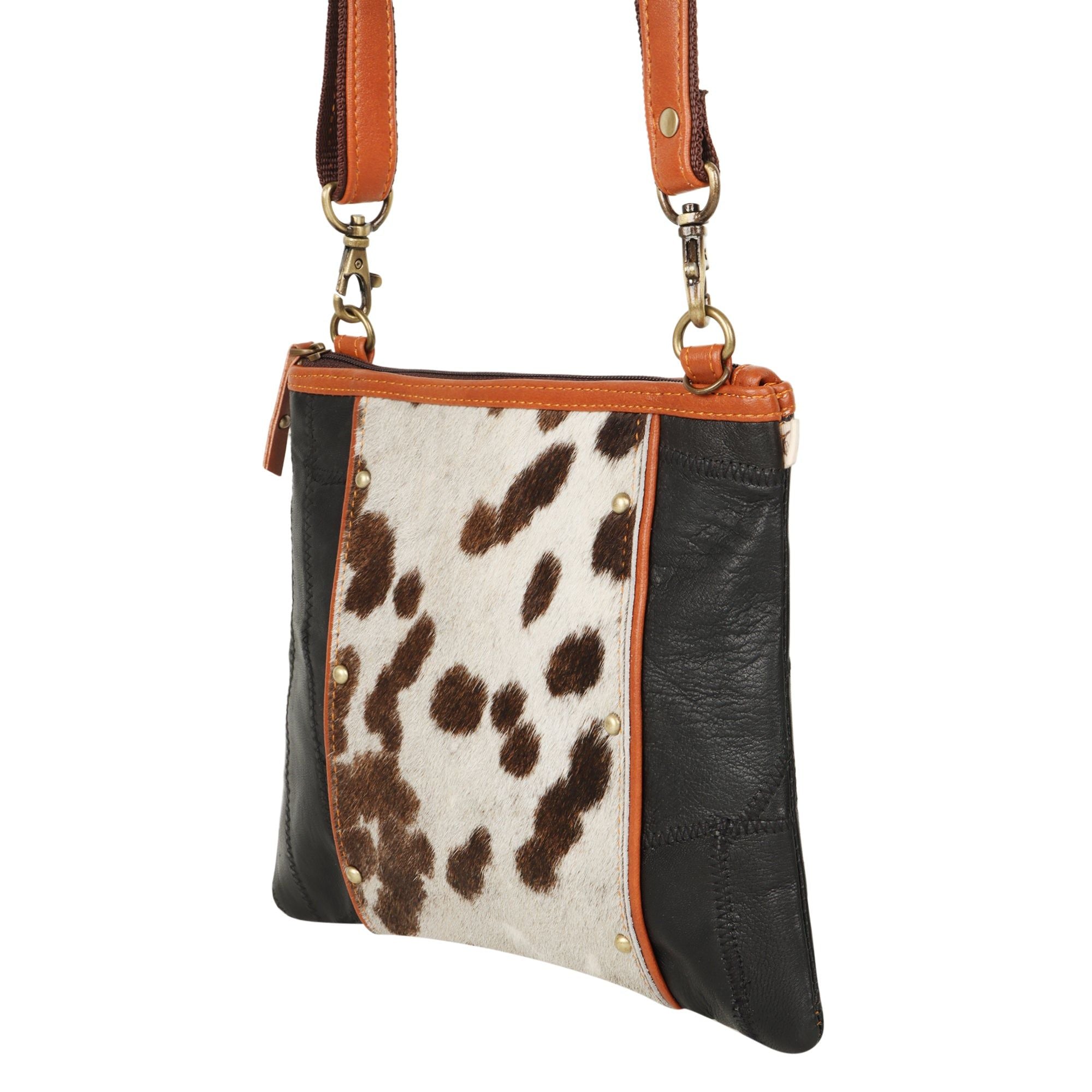 Noa Angled Crossbody Bag - Hairon - Upcycled Leather - BagNook