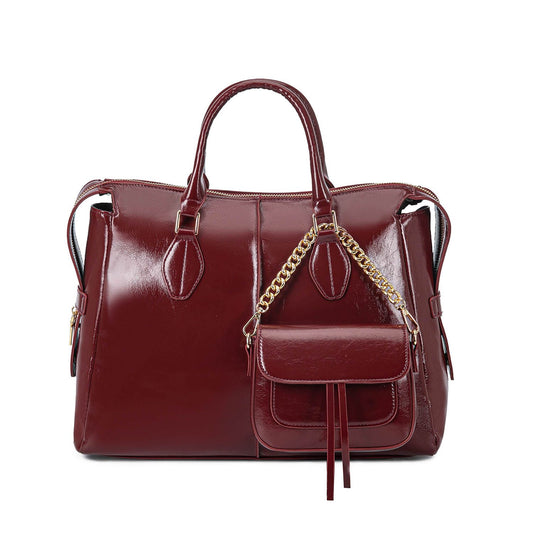 (burgundy)Yareli Tote w/Mini Crossbody Bag Set by Mia K - BagNook