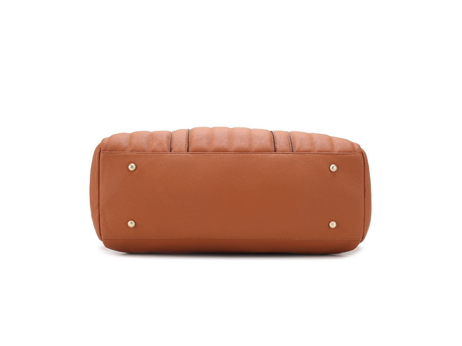 (brown)Luana Quilted Vegan Leather Duffel Bag by Mia k - BagNook