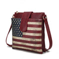 Load image into Gallery viewer, (burgundy)Josephine Vegan Leather FLAG Crossbody by Mia K - BagNook
