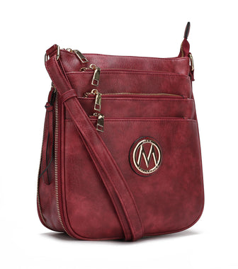 (burgundy)Salome Multi Compartment Crossbody by Mia K - BagNook
