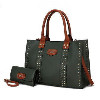 (olive)Davina Tote Set w/wallet her Crossover Womens Purse by Mia K - BagNook
