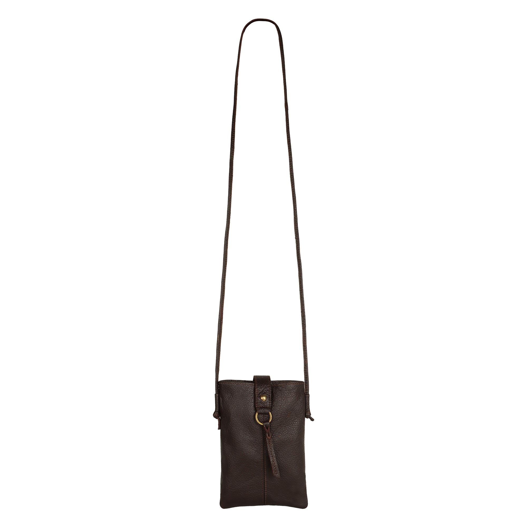 Jennie Small Crossbody bag w/ slim strap - Mahogany Brown - BagNook