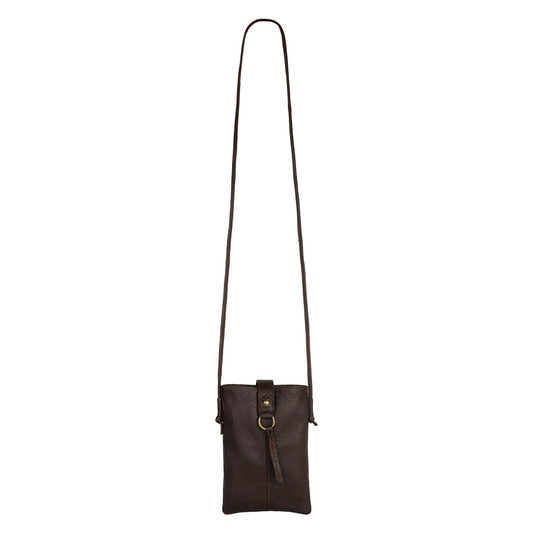Jennie Small Crossbody bag w/ slim strap - Mahogany Brown - BagNook