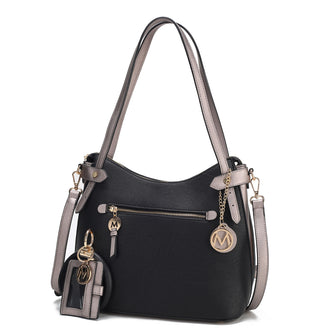 (black-pewter)Jaseli Hobo with Wristlet Key Ring & card Holder by Mia k - BagNook