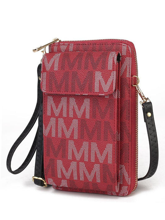 (burgundy)Cossetta Two-in-One Cell Phone Crossbody Wristlet by Mia k - BagNook
