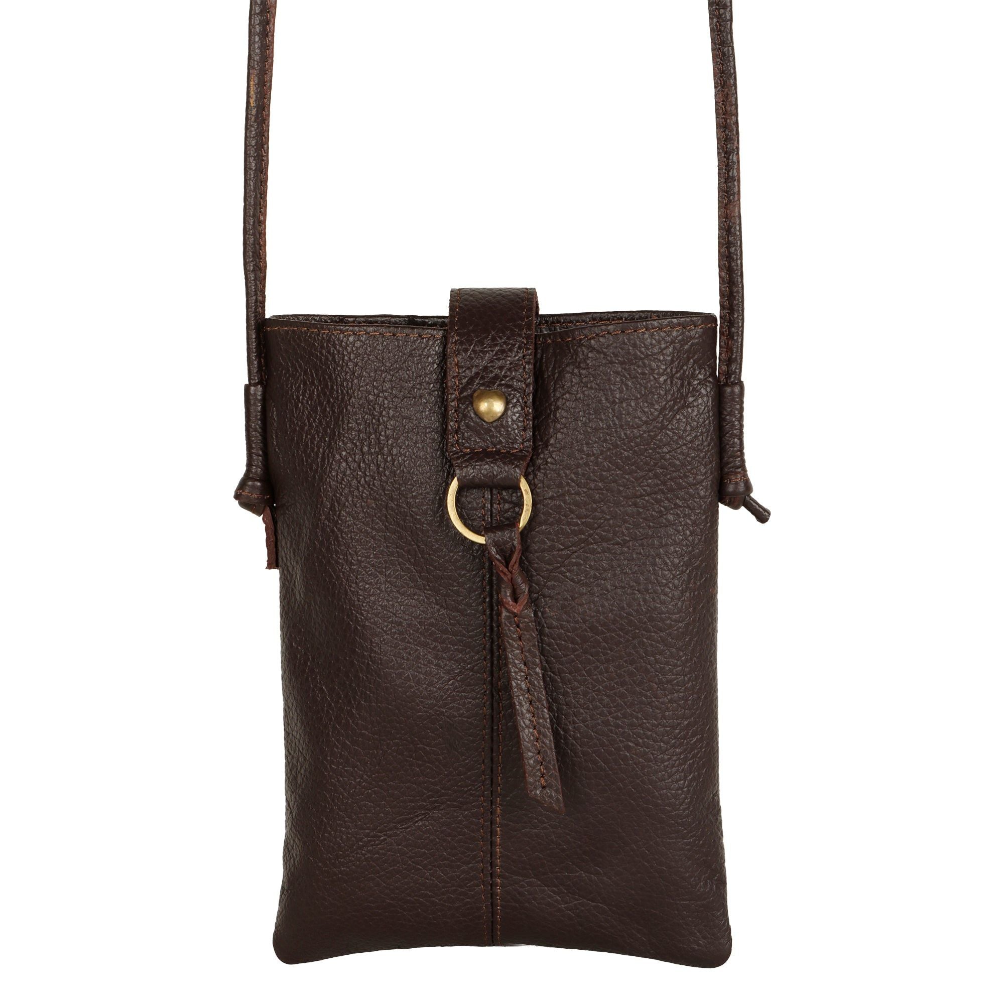 Jennie Small Crossbody bag w/ slim strap - Mahogany Brown - BagNook