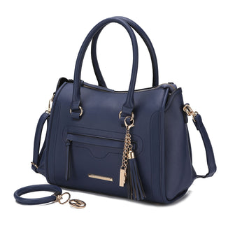 (navy)Valeria Satchel Handbag with Keyring by Mia K - BagNook